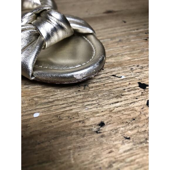 Veronica Beard Sandals 7M Gold Salton Knot Slide Shoes Slip Ons Flats - Picture 9 of 11